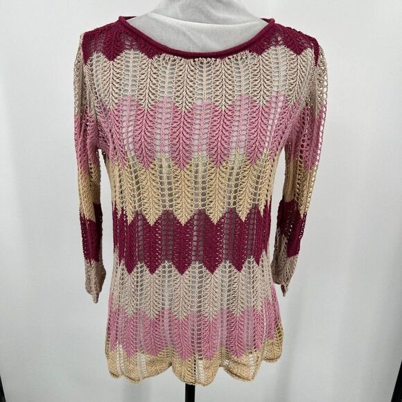 St.Johns Bay Vintage Colorful Crochet Sweater Size Medium - Picture 10 of 10